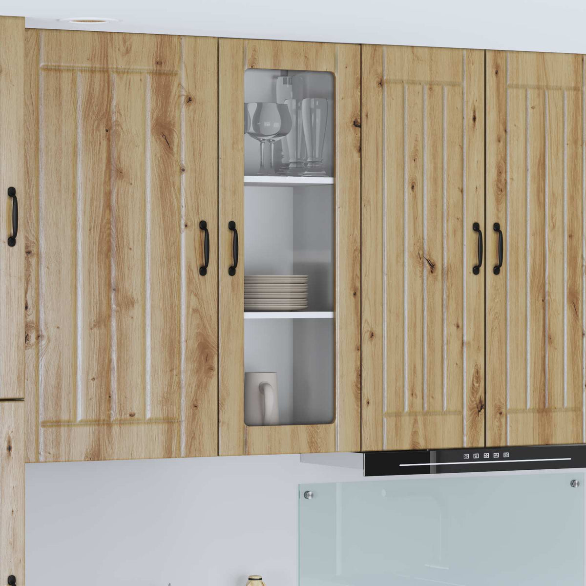 vidaXL Wall Glass Cabinet LUCCA Artisan Oak 40 x 31 x 100 cm 1