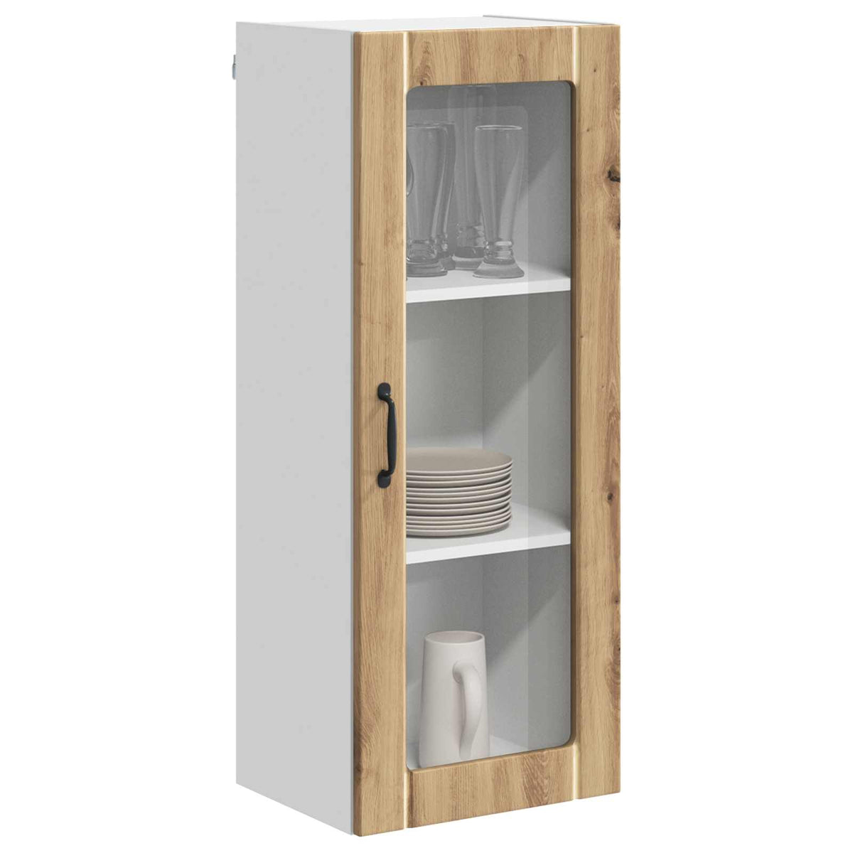 vidaXL Wall Glass Cabinet LUCCA Artisan Oak 40 x 31 x 100 cm 3