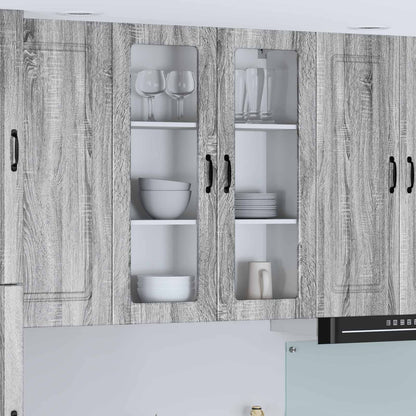 vidaXL Kitchen Wall Cabinet with Glass Door "Lucca" Grey Sonoma