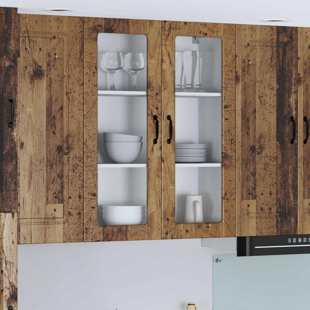 vidaXL Kitchen Wall Cabinet with Glass Door "Lucca" Old Wood