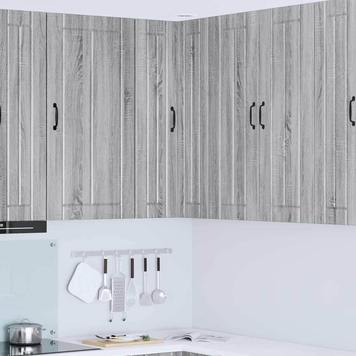 vidaXL Kitchen Wall Cabinet with Glass Door "Lucca" Grey Sonoma