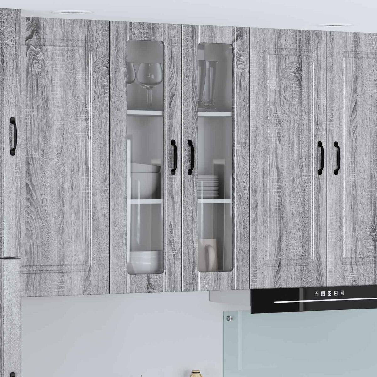 vidaXL Kitchen Wall Cabinet with Glass Door "Lucca" Grey Sonoma
