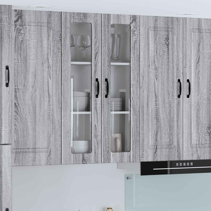 vidaXL Kitchen Wall Cabinet with Glass Door "Lucca" Grey Sonoma