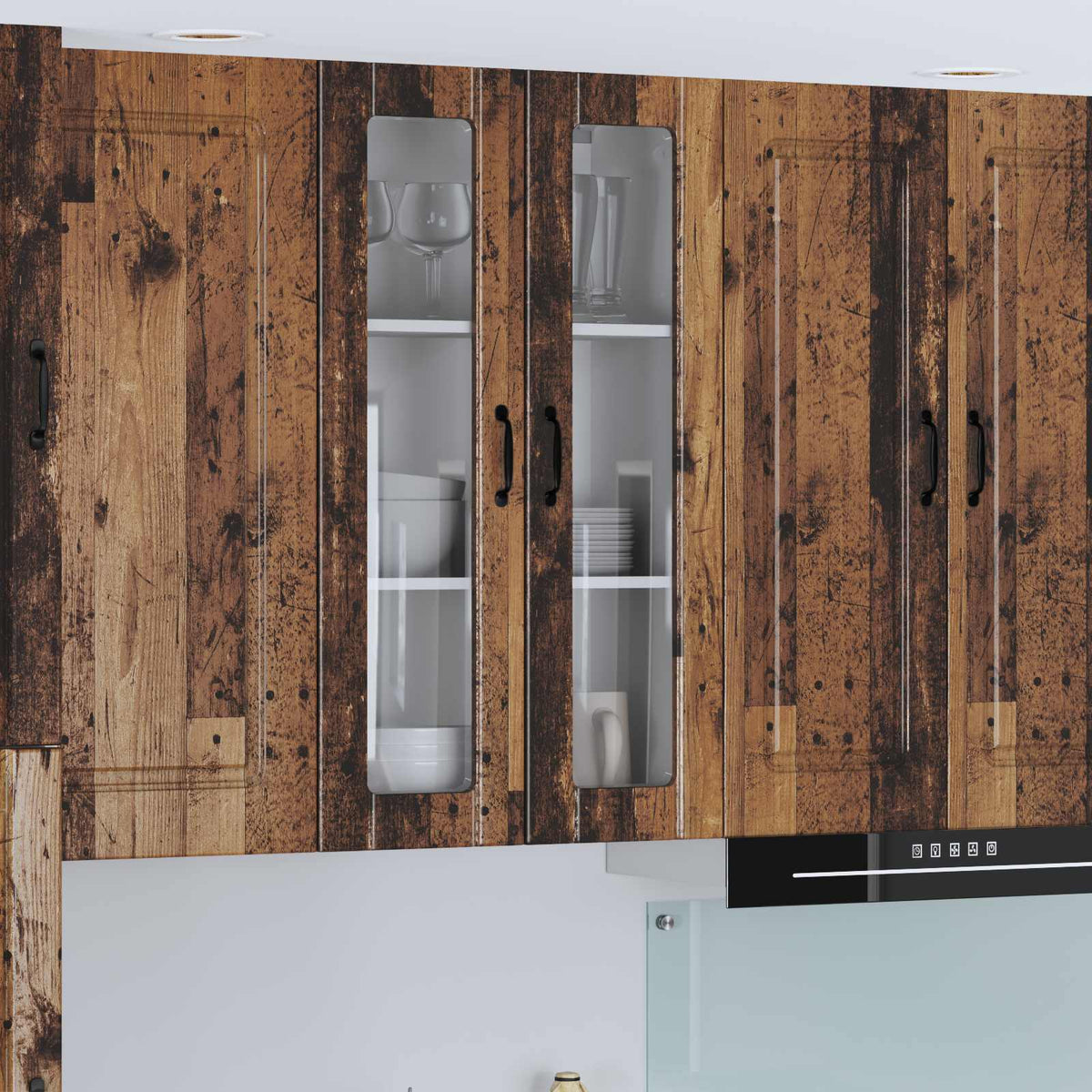 vidaXL Kitchen Wall Cabinet with Glass Door "Lucca" Old Wood