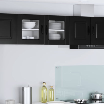 vidaXL Kitchen Wall Cabinet with Glass Door "Porto" Black