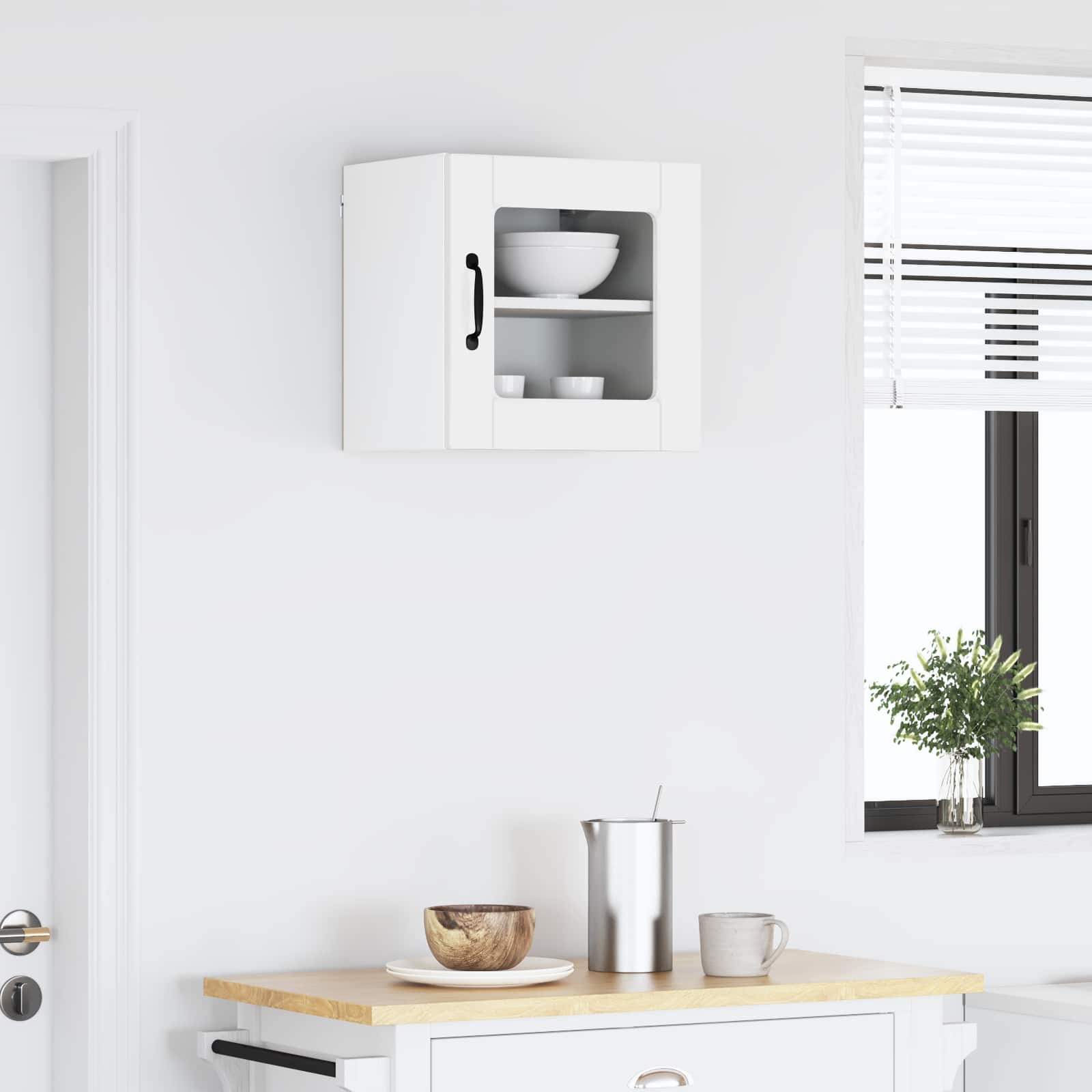 vidaXL Wall Glass Cabinet PORTO High Gloss White 40 x 31 x 40 cm 4