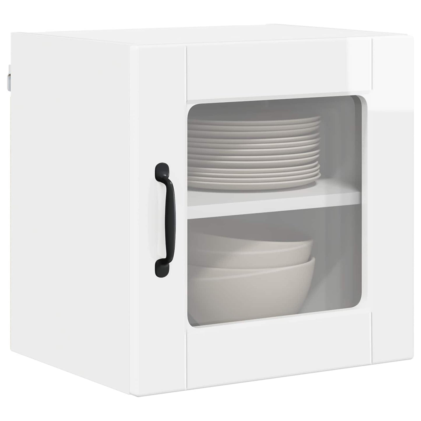 vidaXL Wall Glass Cabinet PORTO High Gloss White 40 x 31 x 40 cm 3