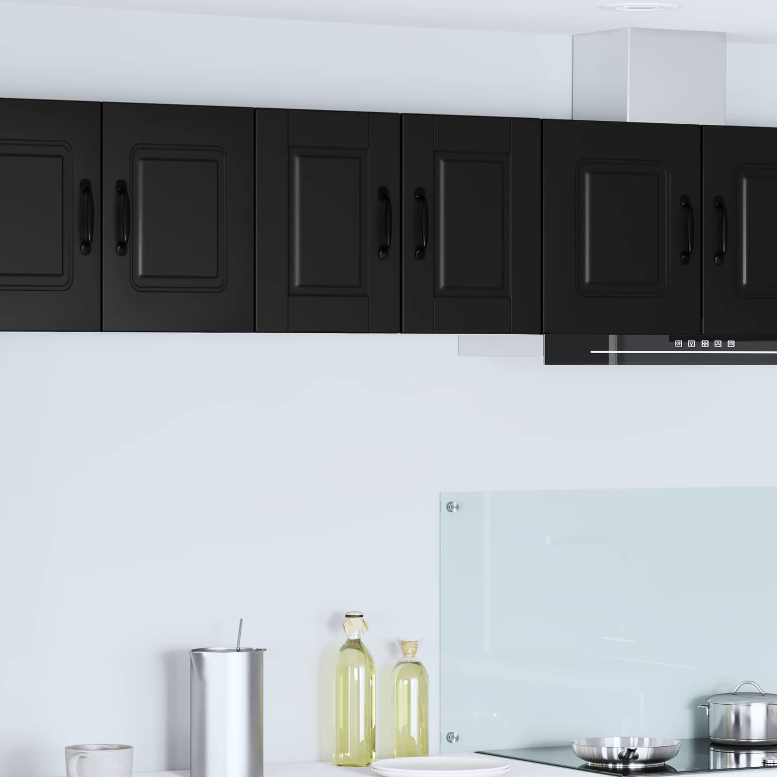 vidaXL Wall Cabinet PORTO 2 pcs Black Engineered Wood 1