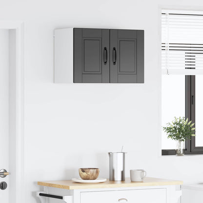 vidaXL Wall Cabinet PORTO 2 pcs Black Engineered Wood 4