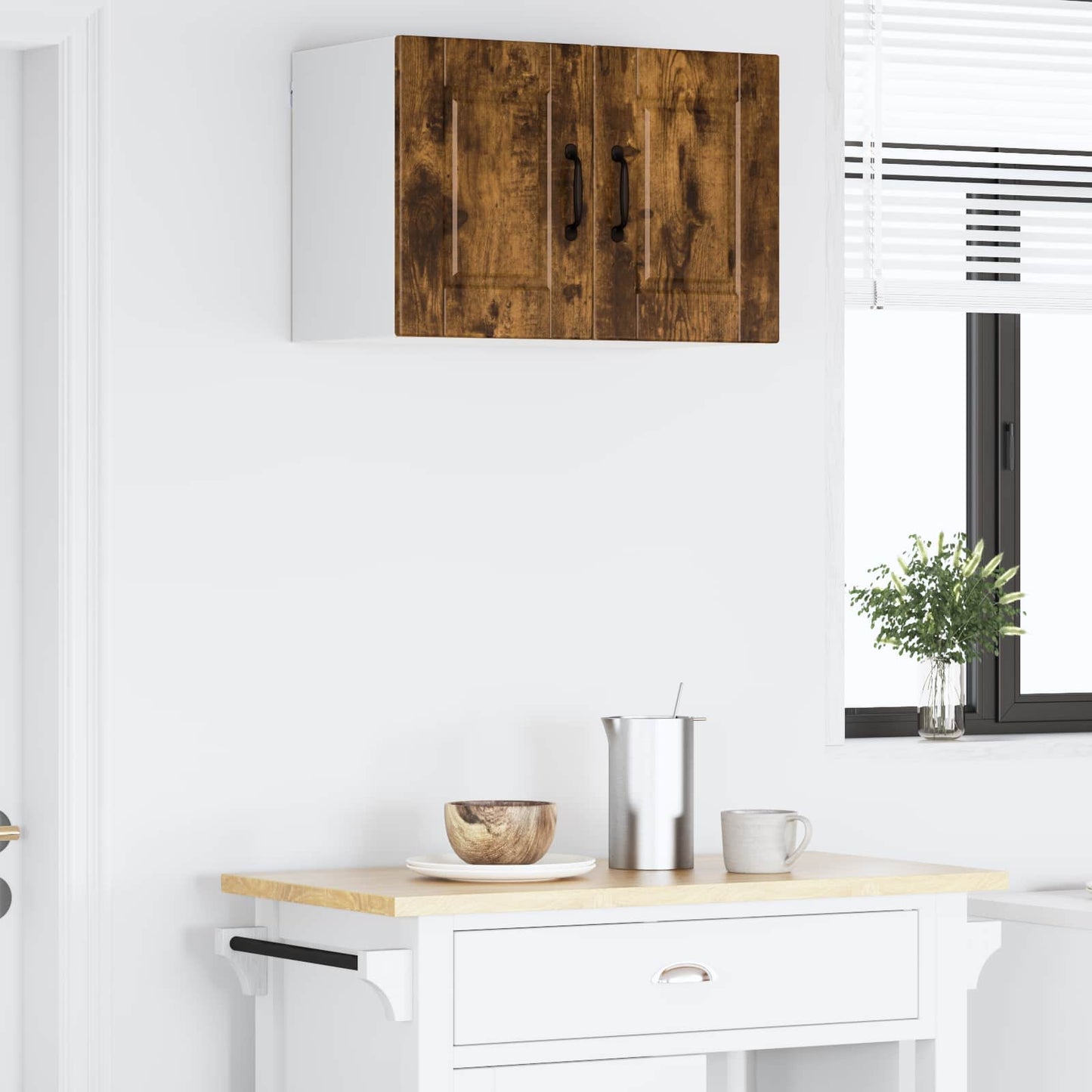 vidaXL Wall Cabinet PORTO Smoked Oak 60 x 31 x 40 cm Engineered Wood 4