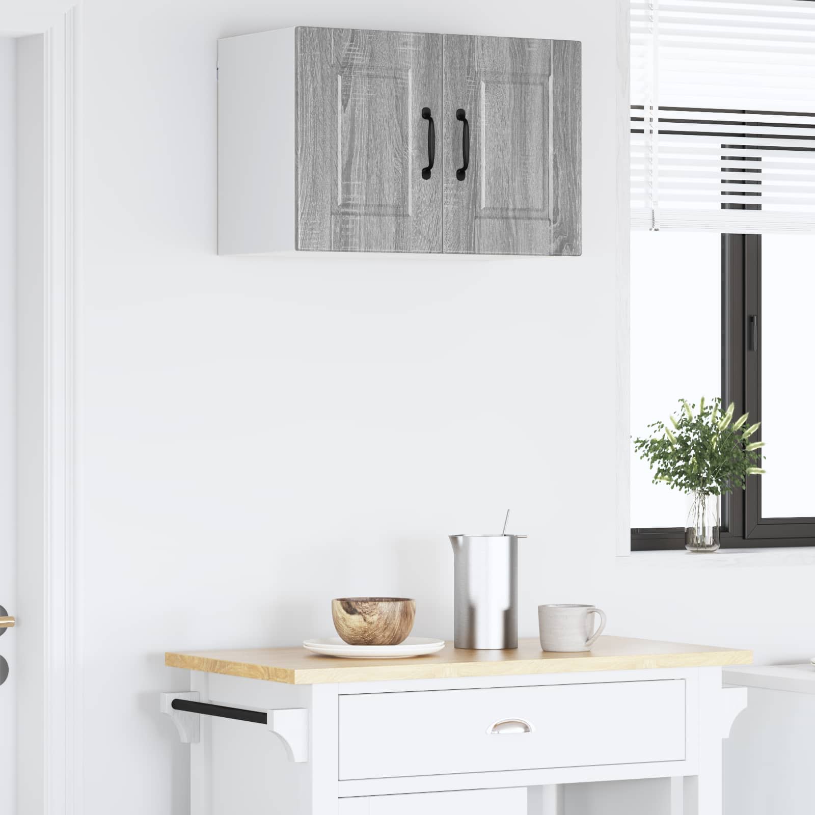 vidaXL Wall Cabinet PORTO Grey Sonoma 60 x 31 x 40 cm Engineered Wood 4