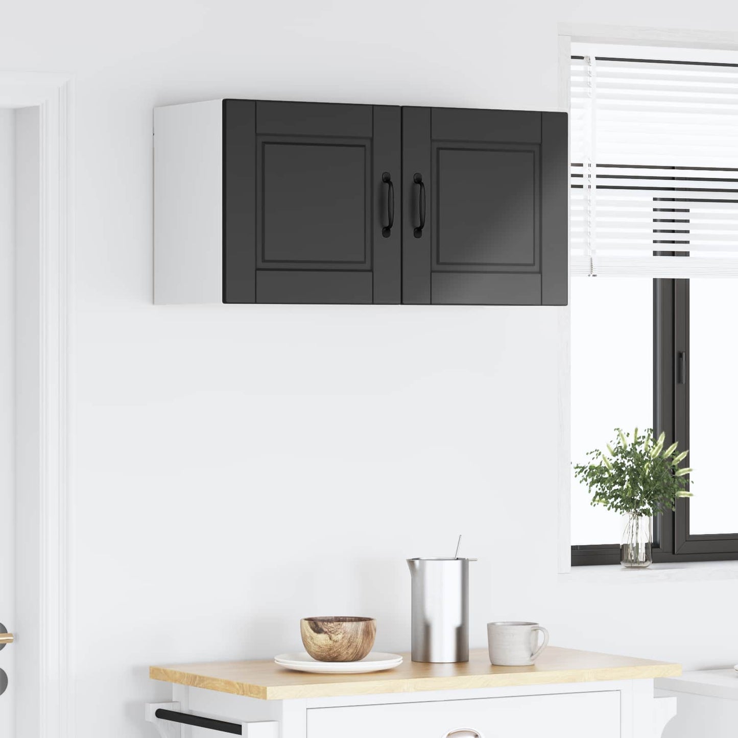 vidaXL Wall Cabinet PORTO Black 80 x 31 x 40 cm Engineered Wood 4