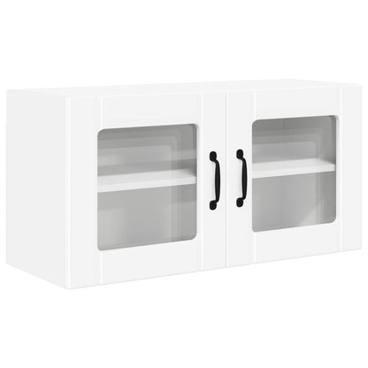 Kitchen Wall Cabinet with Glass Door "Porto" White 1x wall corner cabinet 57 cm wide 100 cm high–2x wall glass cabinet (1 door) 40 cm wide 40 cm high 1x wall glass cabinet (2 doors) 80 cm wide 40 cm high
