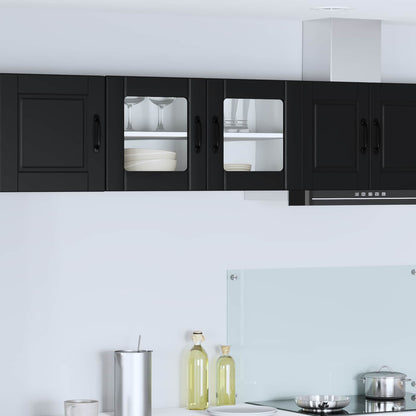 vidaXL Wall Glass Cabinet PORTO Black 80 x 31 x 40 cm Engineered Wood 1