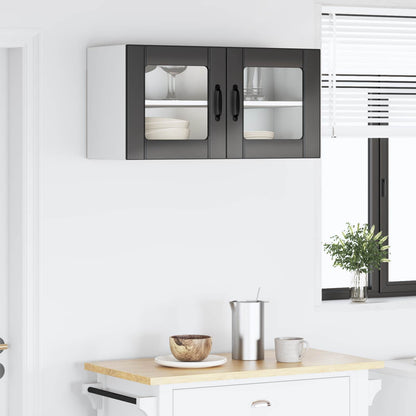 vidaXL Wall Glass Cabinet PORTO Black 80 x 31 x 40 cm Engineered Wood 4