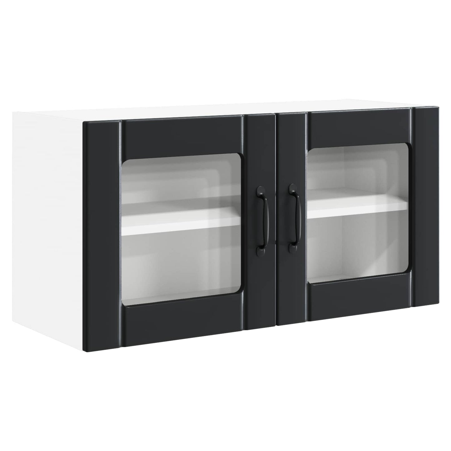 vidaXL Wall Glass Cabinet PORTO Black 80 x 31 x 40 cm Engineered Wood 2