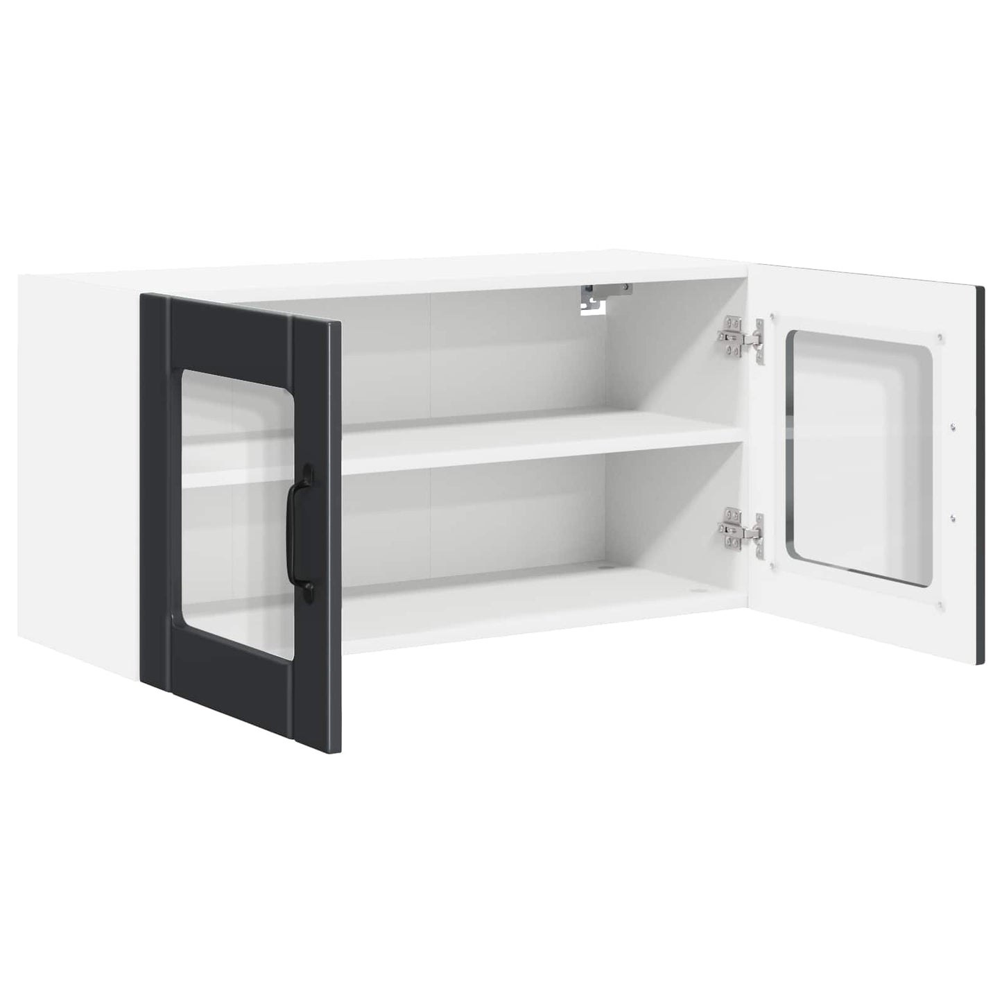 vidaXL Wall Glass Cabinet PORTO Black 80 x 31 x 40 cm Engineered Wood 5