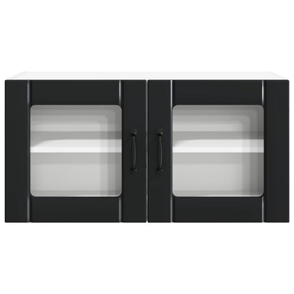 vidaXL Wall Glass Cabinet PORTO Black 80 x 31 x 40 cm Engineered Wood 6
