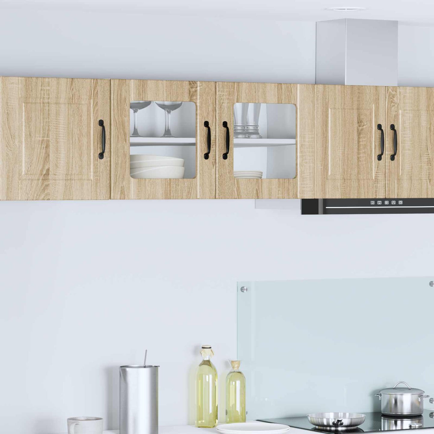 vidaXL Wall Glass Cabinet PORTO Sonoma Oak 80 x 31 x 40 cm 1