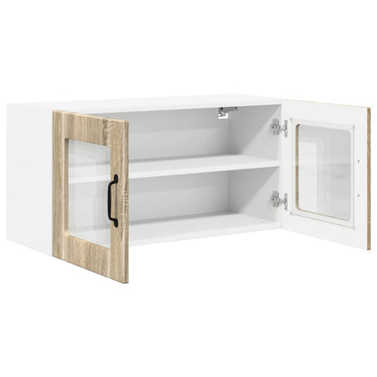 vidaXL Wall Glass Cabinet PORTO Sonoma Oak 80 x 31 x 40 cm 5