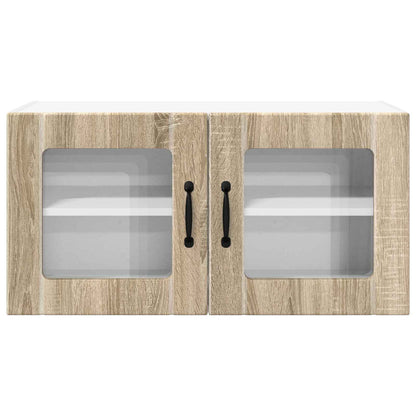 vidaXL Wall Glass Cabinet PORTO Sonoma Oak 80 x 31 x 40 cm 6