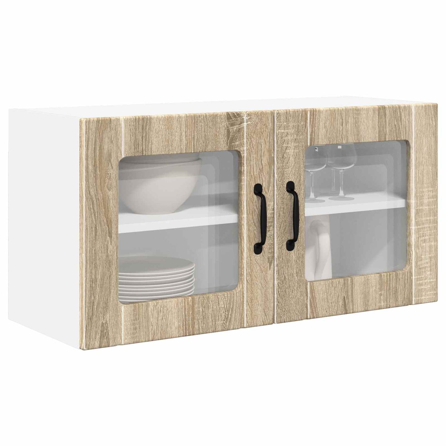 vidaXL Wall Glass Cabinet PORTO Sonoma Oak 80 x 31 x 40 cm 3