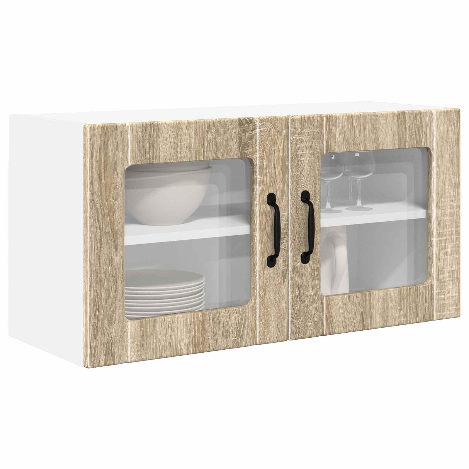 vidaXL Wall Glass Cabinet PORTO Sonoma Oak 80 x 31 x 40 cm 3