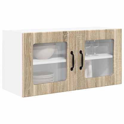 vidaXL Wall Glass Cabinet PORTO Sonoma Oak 80 x 31 x 40 cm 3