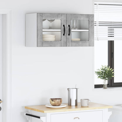 vidaXL Wall Glass Cabinet PORTO Concrete Grey 80 x 31 x 40 cm 4