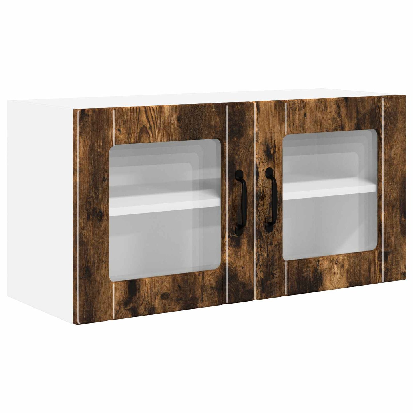 vidaXL Wall Glass Cabinet PORTO Smoked Oak 80 x 31 x 40 cm 2