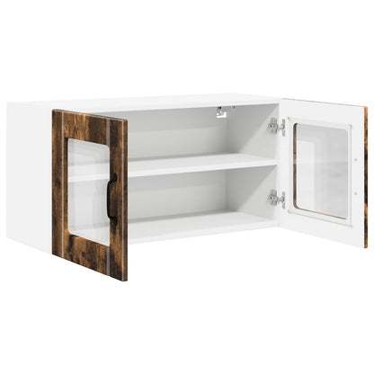 vidaXL Wall Glass Cabinet PORTO Smoked Oak 80 x 31 x 40 cm 5