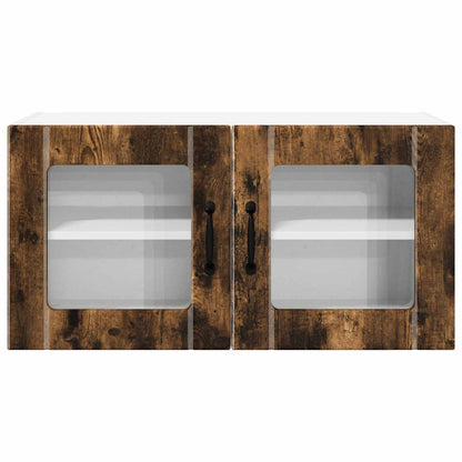 vidaXL Wall Glass Cabinet PORTO Smoked Oak 80 x 31 x 40 cm 6