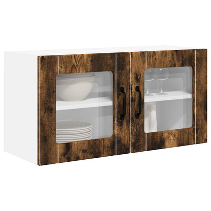 vidaXL Wall Glass Cabinet PORTO Smoked Oak 80 x 31 x 40 cm 3