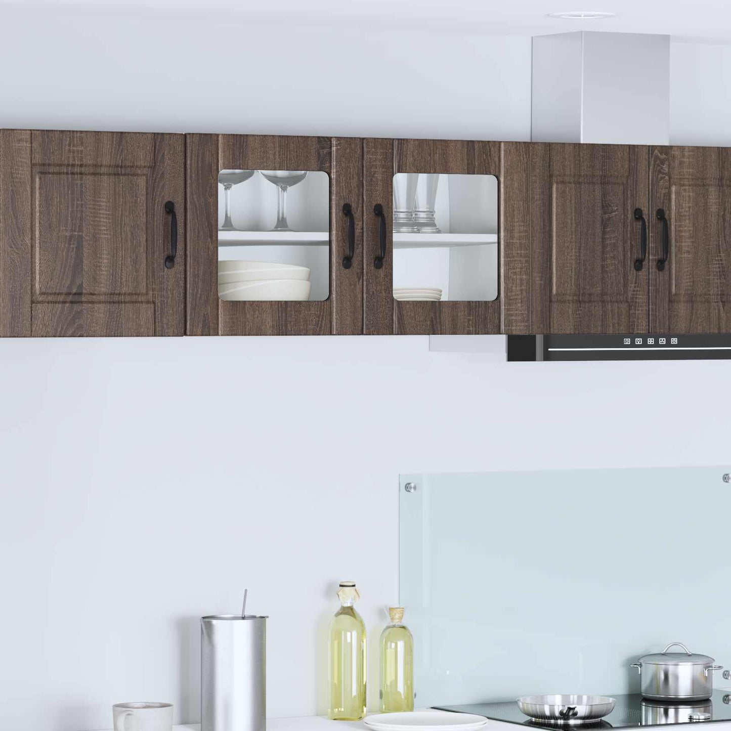 vidaXL Wall Glass Cabinet PORTO Brown Oak 80 x 31 x 40 cm 1
