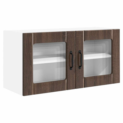 vidaXL Wall Glass Cabinet PORTO Brown Oak 80 x 31 x 40 cm 2