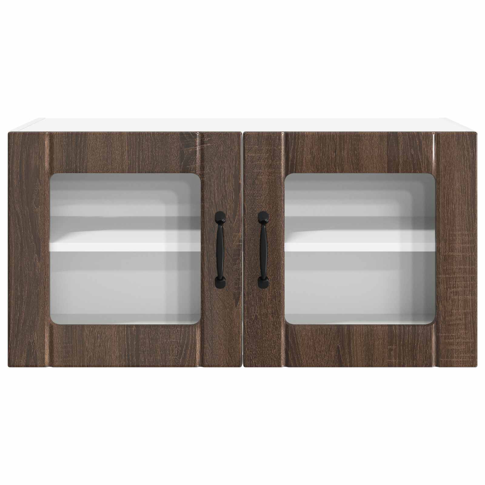 vidaXL Wall Glass Cabinet PORTO Brown Oak 80 x 31 x 40 cm 6