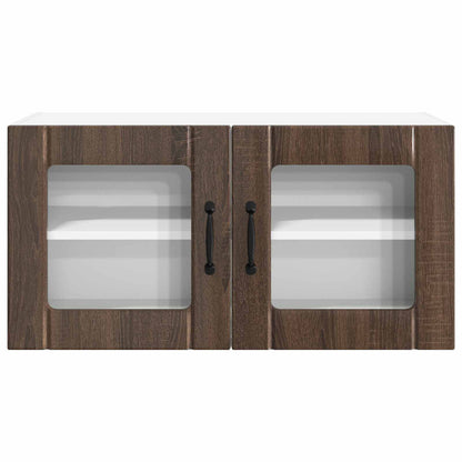 vidaXL Wall Glass Cabinet PORTO Brown Oak 80 x 31 x 40 cm 6