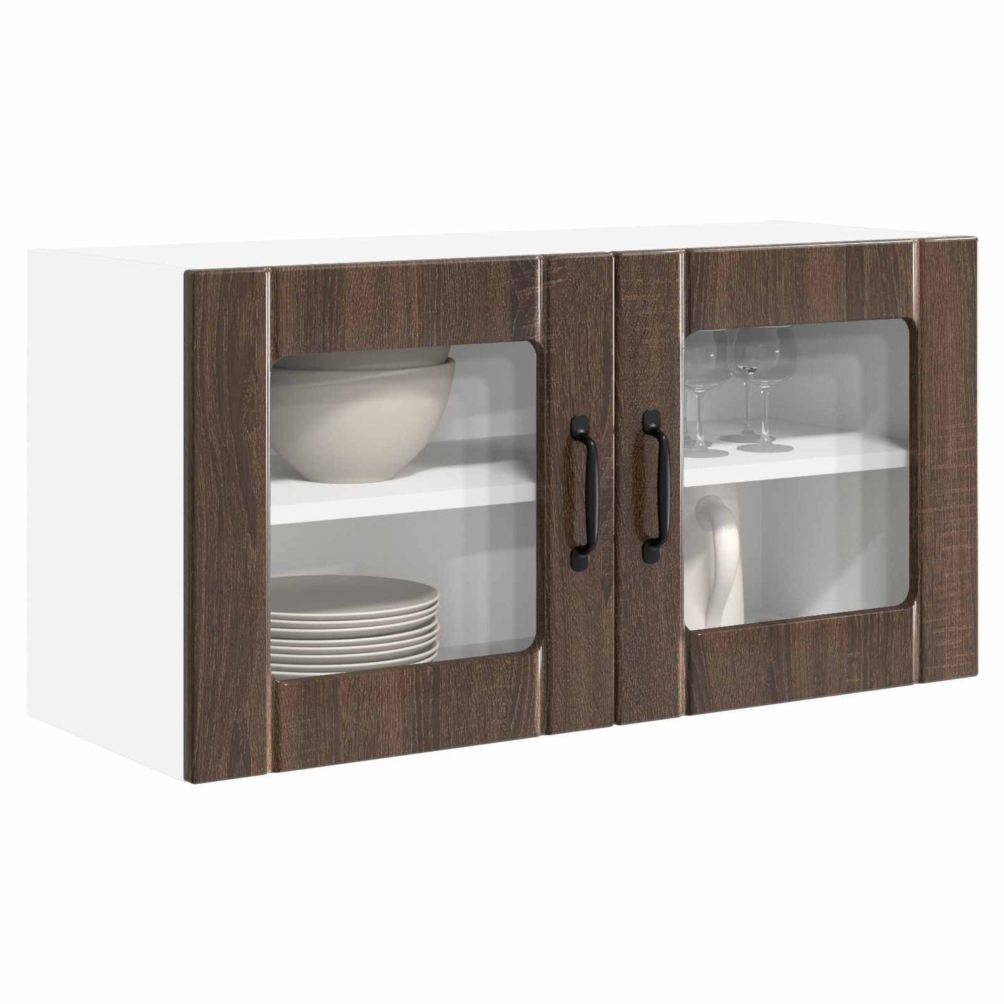 vidaXL Wall Glass Cabinet PORTO Brown Oak 80 x 31 x 40 cm 3