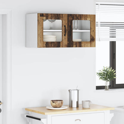 vidaXL Wall Glass Cabinet PORTO Old Wood 80 x 31 x 40 cm 4