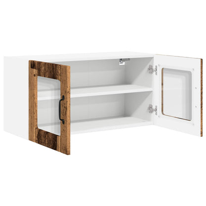 vidaXL Wall Glass Cabinet PORTO Old Wood 80 x 31 x 40 cm 5