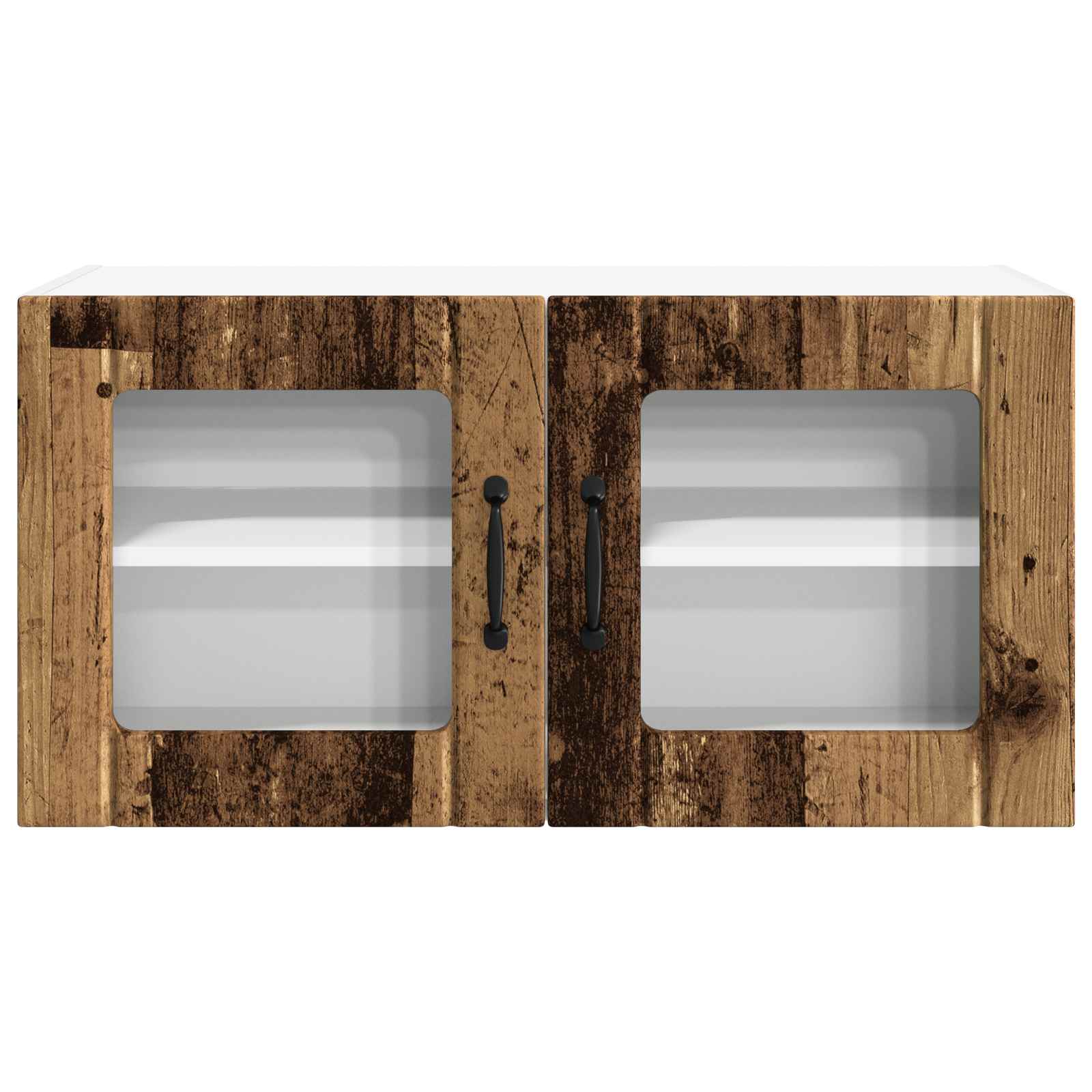 vidaXL Wall Glass Cabinet PORTO Old Wood 80 x 31 x 40 cm 6