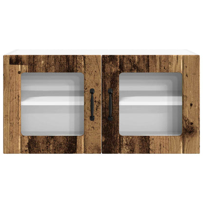 vidaXL Wall Glass Cabinet PORTO Old Wood 80 x 31 x 40 cm 6