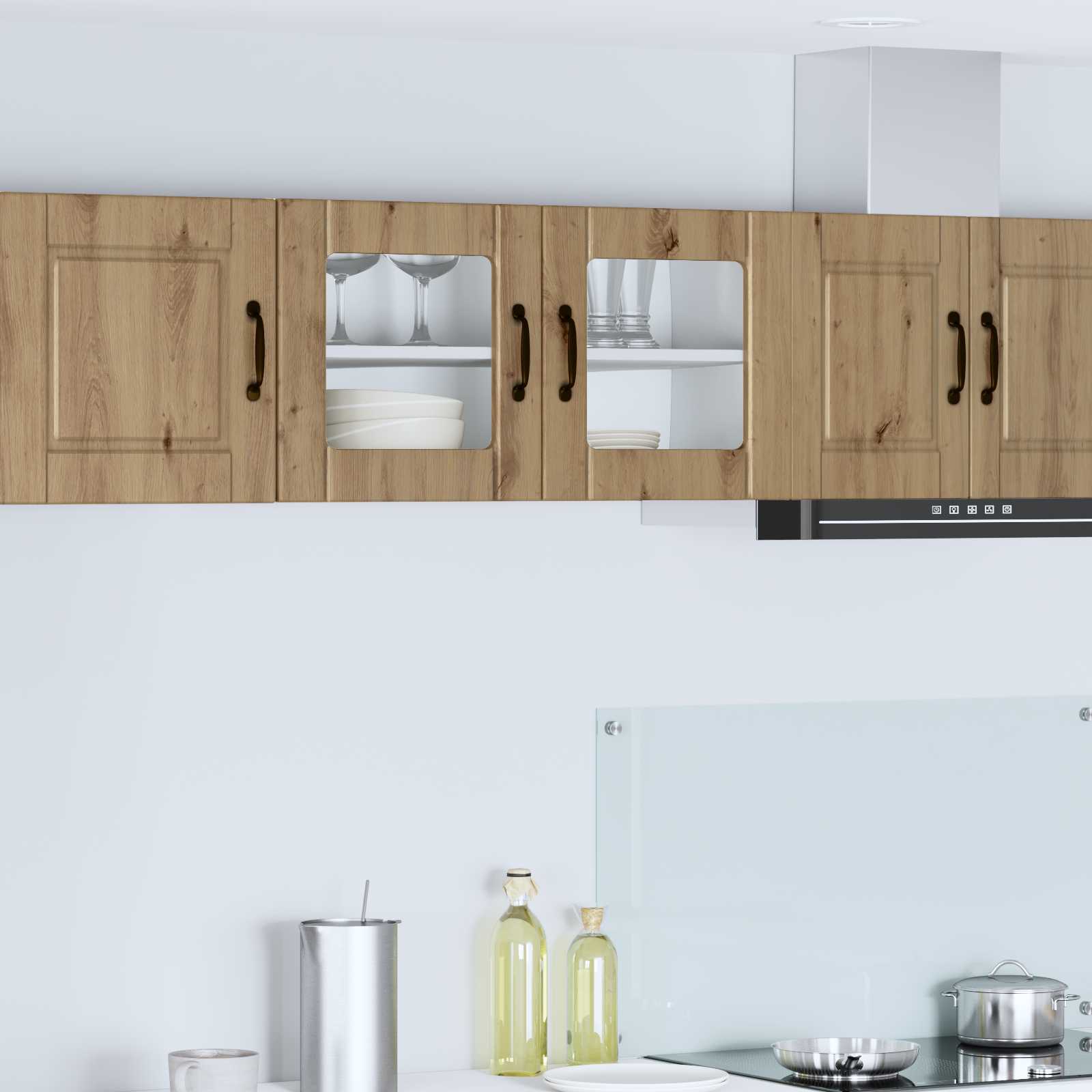 vidaXL Wall Glass Cabinet PORTO Artisan Oak 80 x 31 x 40 cm 1