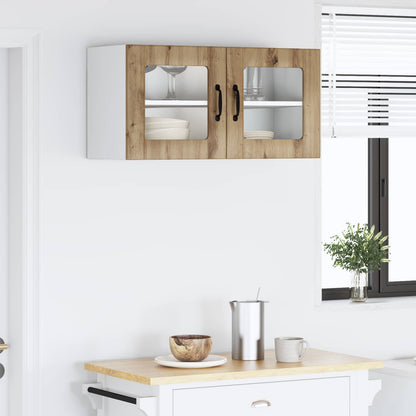vidaXL Wall Glass Cabinet PORTO Artisan Oak 80 x 31 x 40 cm 4