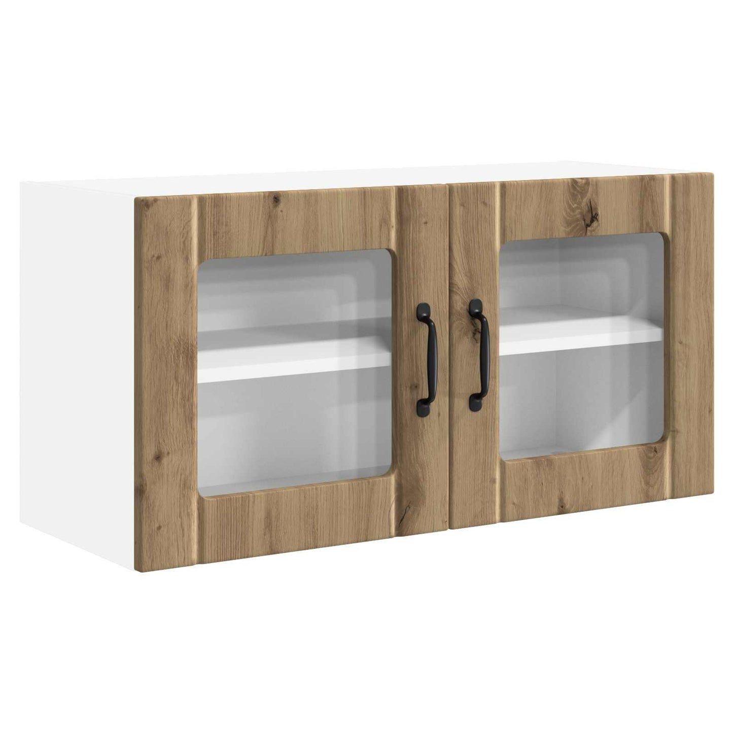 vidaXL Wall Glass Cabinet PORTO Artisan Oak 80 x 31 x 40 cm 2