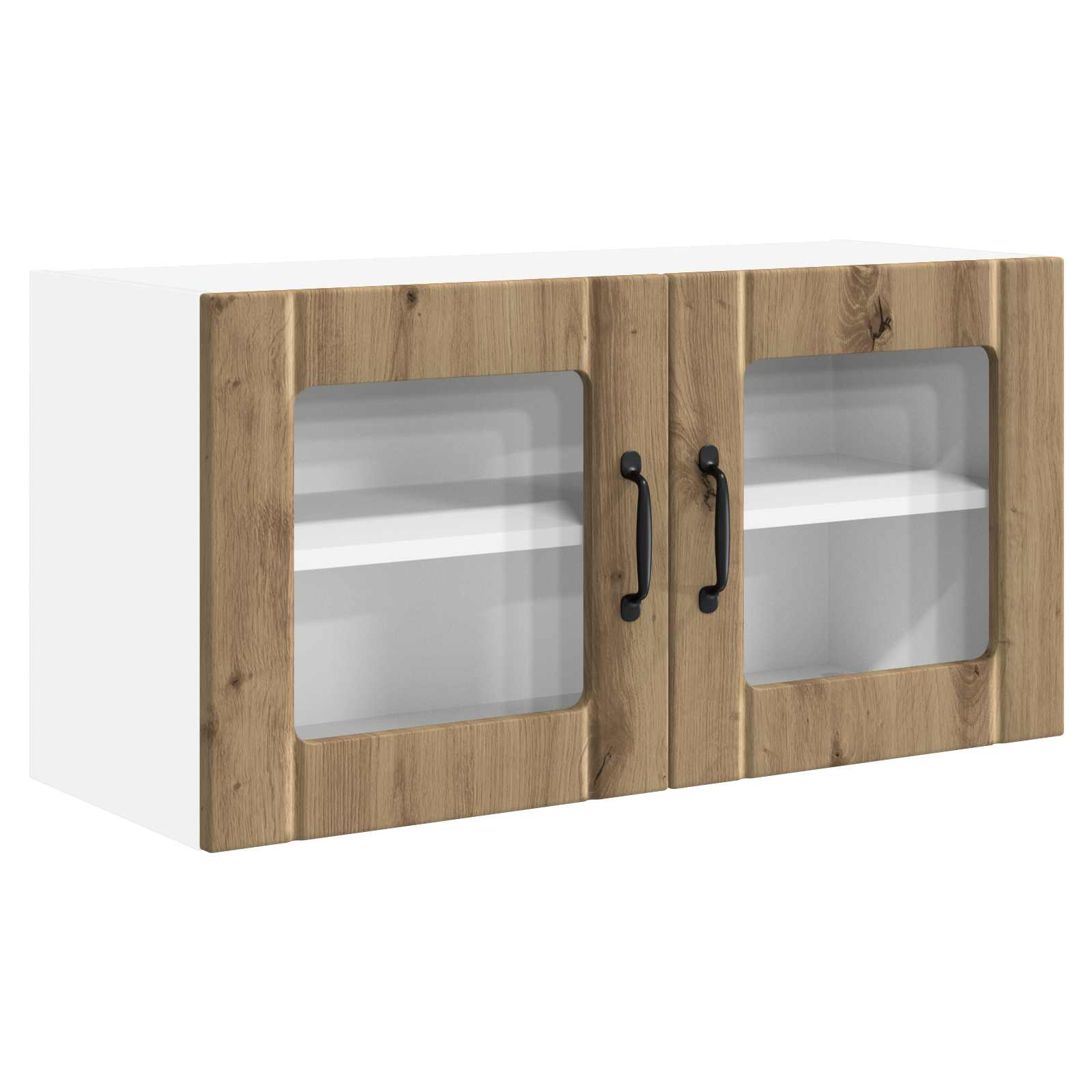 vidaXL Wall Glass Cabinet PORTO Artisan Oak 80 x 31 x 40 cm 2