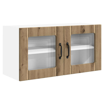 vidaXL Wall Glass Cabinet PORTO Artisan Oak 80 x 31 x 40 cm 2