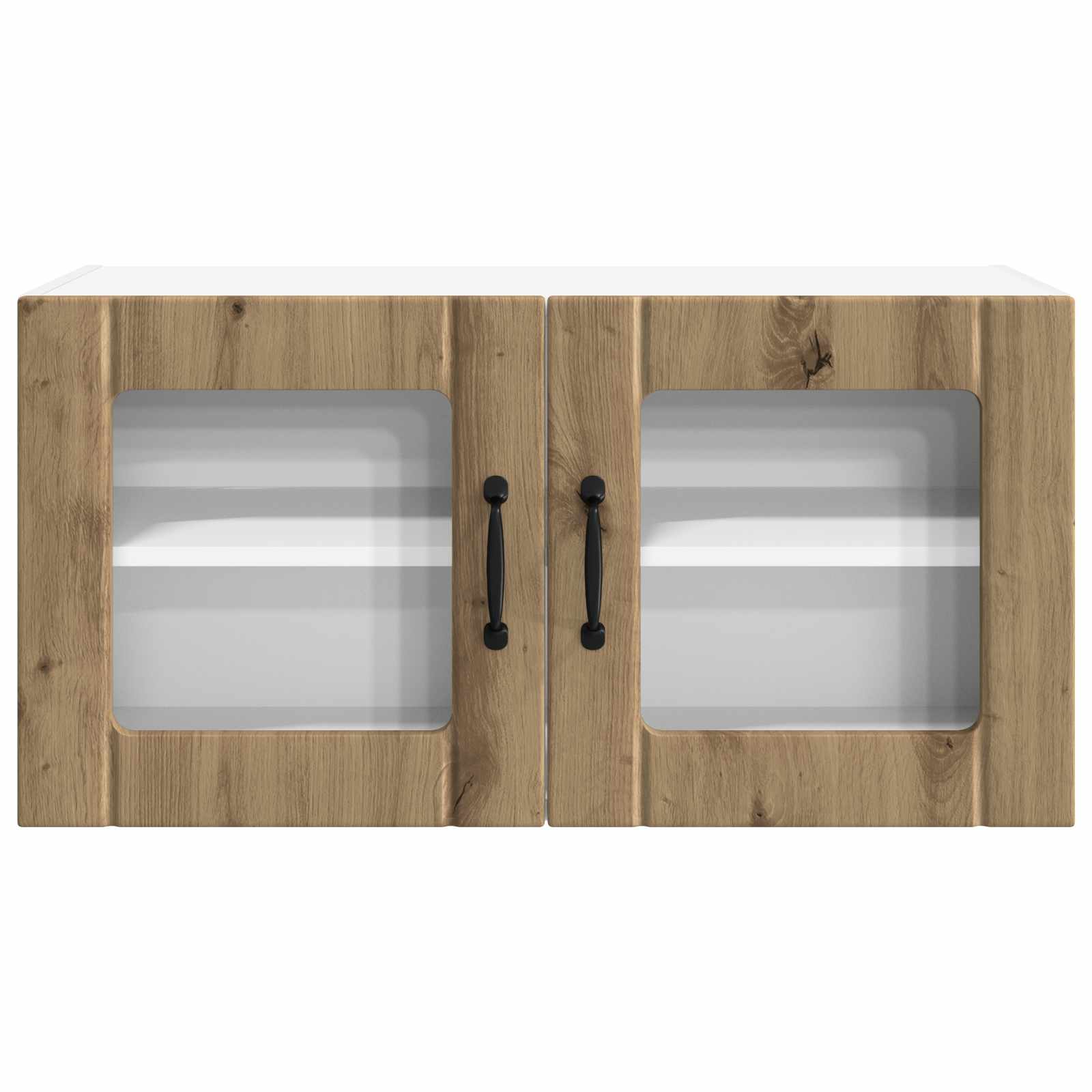 vidaXL Wall Glass Cabinet PORTO Artisan Oak 80 x 31 x 40 cm 6