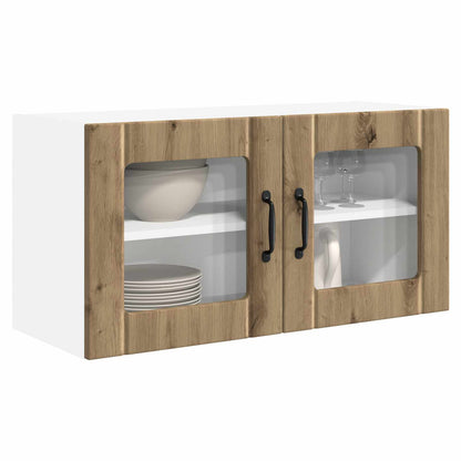 vidaXL Wall Glass Cabinet PORTO Artisan Oak 80 x 31 x 40 cm 3