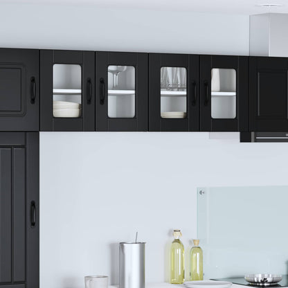 vidaXL Wall Glass Cabinet PORTO Black 60 x 31 x 40 cm Engineered Wood 1